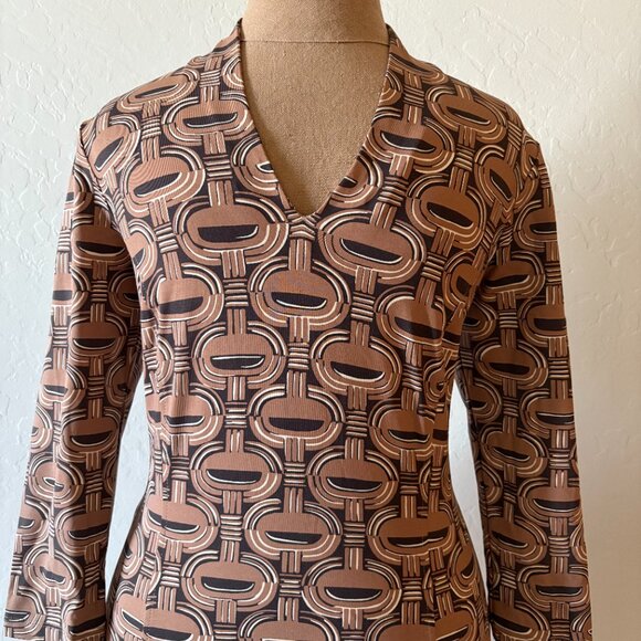 JMcLaughlin Geometric Print Dress. Size M. Brown/Tan. NWOT. - Picture 4 of 8
